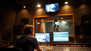 A professional audio engineer at Chester WorX performing a final mix and master in a high-end recording studio.