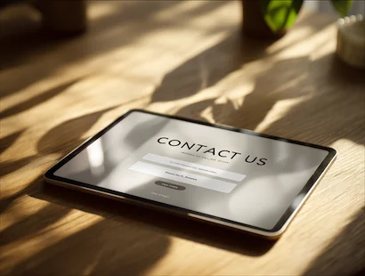 Tablet displaying a simple Contact Us web form created by Chester WorX to capture customer inquiries.